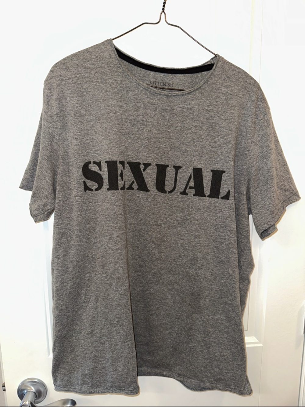 Kittenish Gray 'SEXUAL' GraphicCrewneck T-Shirt